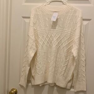 Time and Tru Women's Cream Cable Knit Sweater